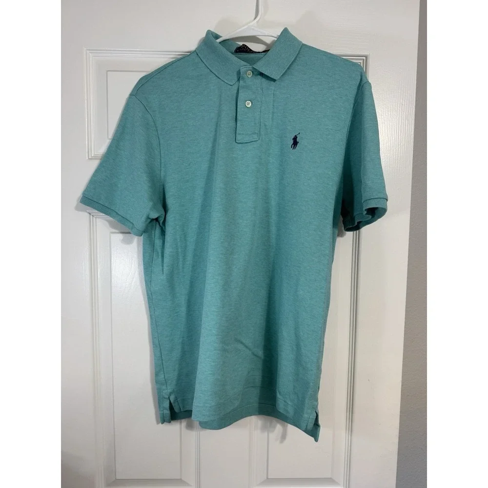 Polo Ralph Lauren Men's Shirt Aqua Green Short Sleeve Size Medium - Picture 11 of 12
